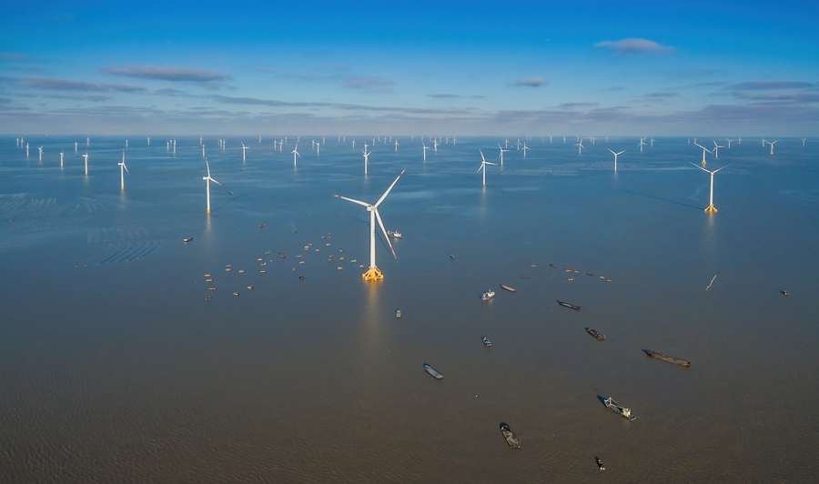 南通如東縣一處海上風電場。吳垠峰攝