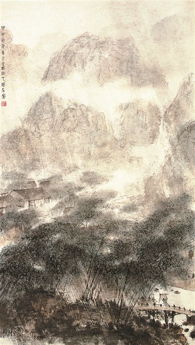 萬竿煙雨（中國(guó)畫）傅抱石作